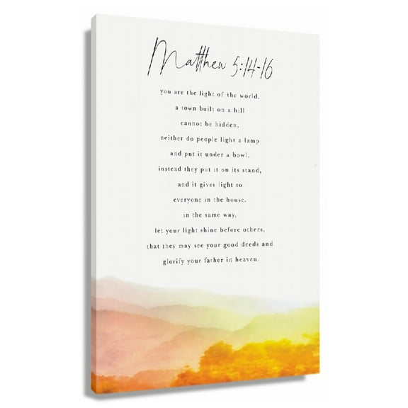 Matthew 5 14-16 Bible Verse Wall Art Mountain Wall Art Canvas Painting Decor Modern Artwork For Office Unframed 12x18 in
