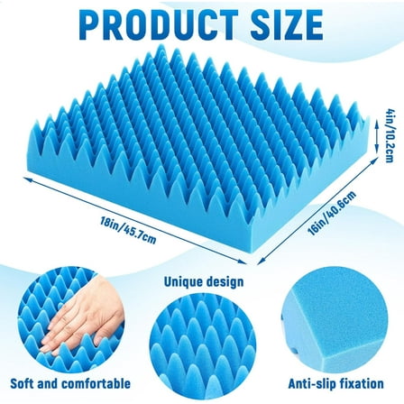 2 Pcs Egg Foam Pad Egg Chair Cushion to Relieve Back Foam Seat Cushion Chair Accessories Pad for Office Recliner Wheelchair Home Car (Blue)