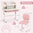 thumbnail image 6 of Kids Desk and Chair Set, Height Adjustable Children School Study Table and Chair Set w/Tilt Desktop, Storage Drawer Hutch, Pen Holder, Student Writing Table, Desk for Girls (Pink), 6 of 8