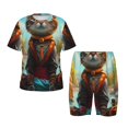 thumbnail image 1 of Fotbe Riverside Meditating Cat Pijama Estampada de 2 Piezas para Niños – Ropa de Dormir de Manga Corta Cómoda para Niños y Niñas, Camiseta y Shorts de Algodón-Medium, 1 of 6
