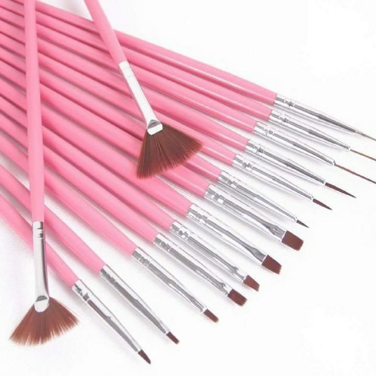 15pcs/set Nail Art Brush Kit White/pink Uv Gel Carving Pen for Liquid  Powder Diy Nail Drawing Manicure Tools TB06 - AliExpress