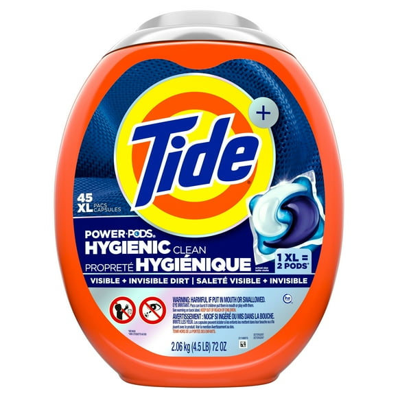 Tide Hygienic Clean Power PODS Laundry Detergent Pacs, Original Scent, Removes Visible and Invisible Dirt, 45CT