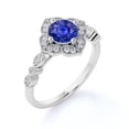 thumbnail image 4 of JeenMata 1.5 ct - Round Lab Created Blue Sapphire - Antique - Vintage Engagement Ring - 18K White Gold over Silver, 4 of 6