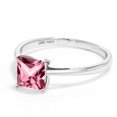 thumbnail image 3 of Gem Stone King 10K White Gold Solitaire Engagement Ring Set with Princess Pink Topaz, 3 of 4