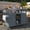 Grey Blue Fir Wood Stainless Steel, variant on XIZE Outdoor Kitchen Island with Stainless Steel Top, Spice Rack and Towel Rack, Dark Brown