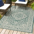 thumbnail image 4 of JONATHAN Y SANTA MONICA 6 x 9 Area Rug, Sinjuri Medallion Textured Weave - Teal Blue/Gray, SMB101C-6, 4 of 11
