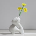 thumbnail image 4 of Florero de cerámica bnco cto elegante florero Floral decoración de A Zulema Florero moderno abstracto, 4 of 8