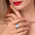 thumbnail image 4 of Gem Stone King 6.50 Ct Sky Blue Simulated Aquamarine London Blue Topaz 18K Yellow Gold Plated Silver 3-Stone Engagement Ring, 4 of 6