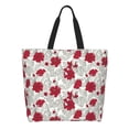 thumbnail image 1 of Balery Leaves And Anemone Flowers In Red Grey Bolsa Tote Estilo Estético con Cremalleras, Bolsa de Hombro, Bolsa de Compras Grande y Plegable, 1 of 8