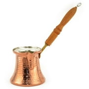 Turkish Coffee World TCW-007 Copper Turkish Wood Handle Coffee Pot - 12 oz