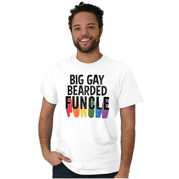 Big Gay Bearded Funcle Uncle Rainbow Men's Graphic T Shirt Tees Brisco Brands X