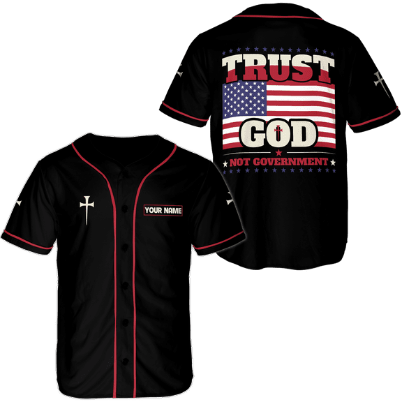 Lotusprinthandmade Personalized Trust God Not Government Baseball Jersey XS-5XL Multicolor, god baseball jersey, god jersey, god shirt, god shirts for women