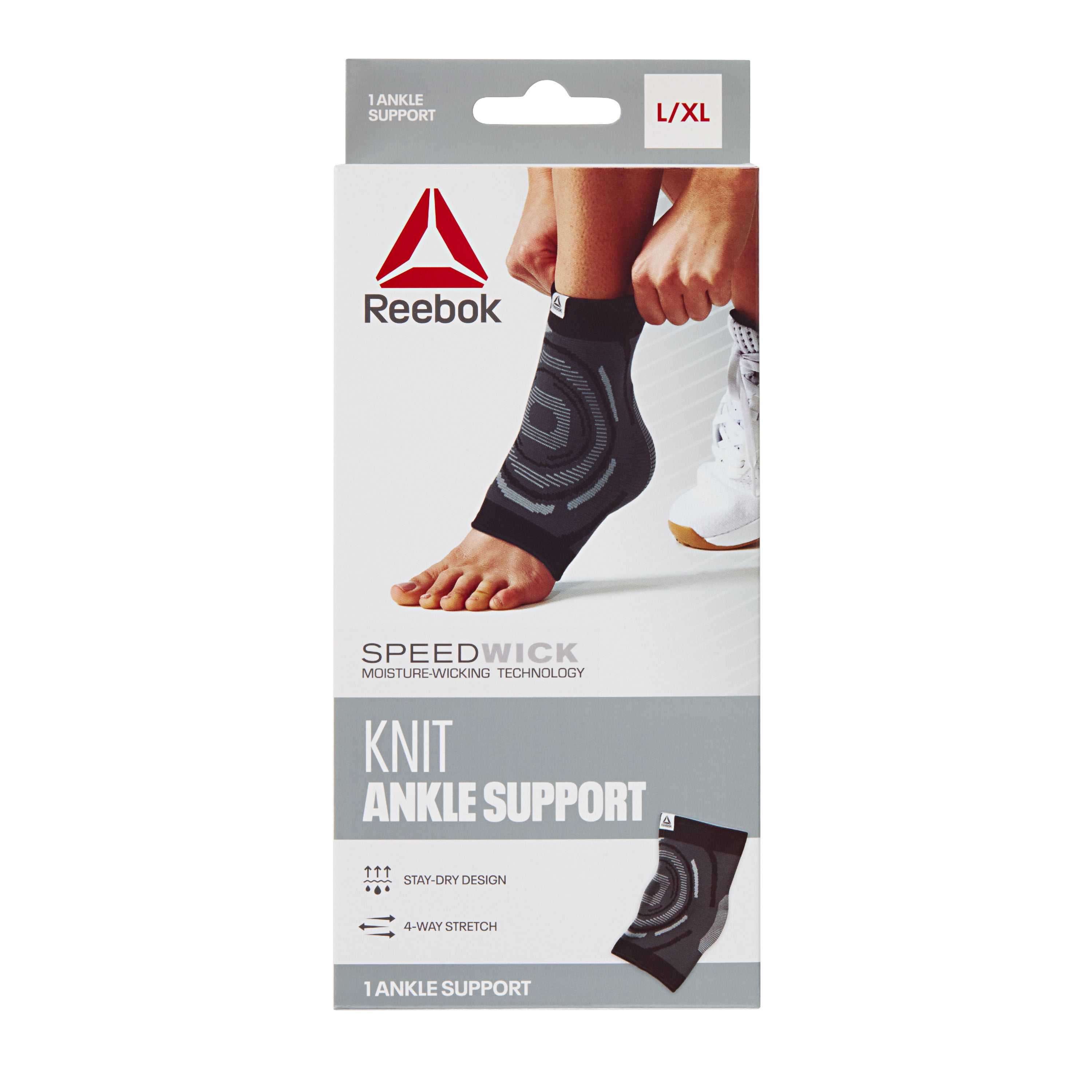 Reebok Delta Speedwick Knit Ankle Support, S/M - L/XL, Black, 4