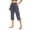 Dark Gray, variant on Women's High Waist Side Slit Capri Pants with Pockets Elastic Wide Leg Casual Loose Fit Summer Beach Trousers,Black XL