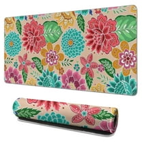 Long Mouse Pads for Desk,Pioneer Flower Floral Print Pattern Desk Mats on Top Of Desks, Desk Mouse Pad Extra Large with 3mm Non-Slip Base and Stitched Edge for Gaming,Office,Work,Home 31.5"x15.7"