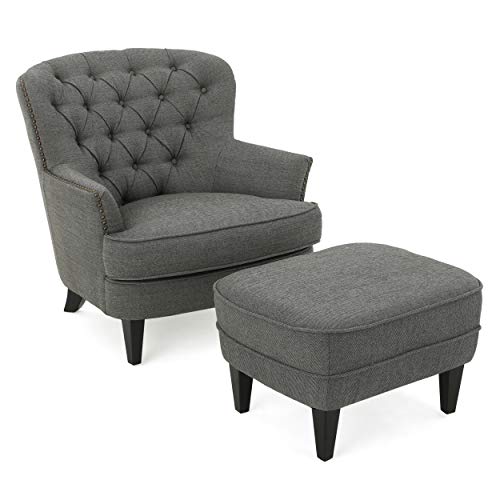 tafton tufted club chair with ottoman by christopher knight home