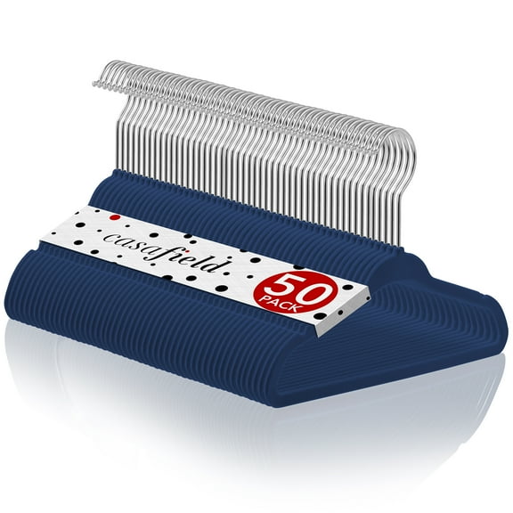 Casafield 50 Velvet Baby Hangers for Infant & Toddler Clothes, 11" - Royal Blue