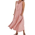 thumbnail image 1 of Robe Sans Manches en Lin de Coton avec Poches Style Boho pour Femmes, 1 of 4