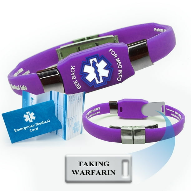 "Taking Warfarin" ELITE Medical Alert ID Bracelet. Choose Color