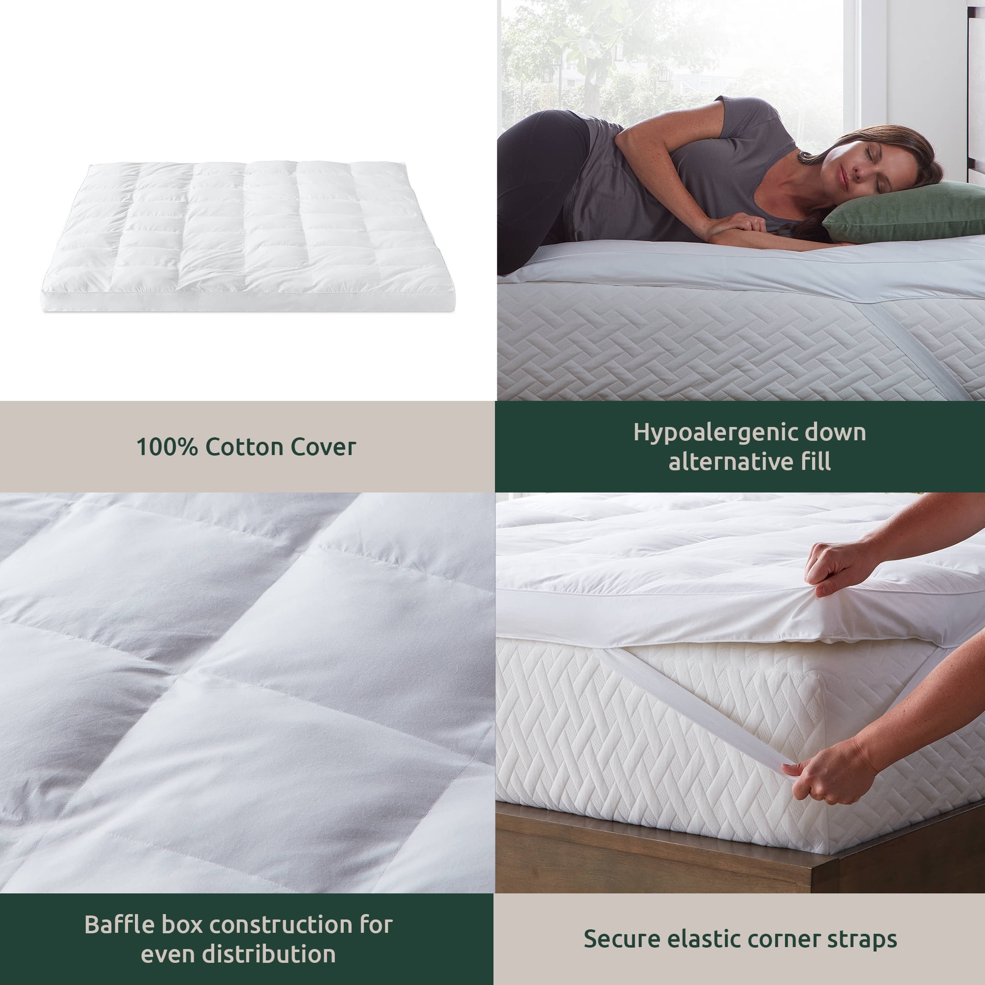 Rest Haven 3" Ultra-Soft Plush Pillow Top Mattress Topper with Straps, Twin