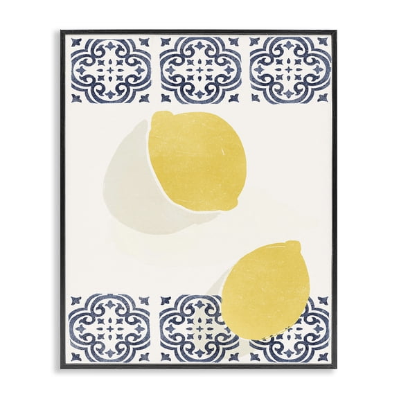 Stupell Industries Farmhouse Modern Lemons with Pattern Black Framed Giclee Art, 24 x 30, by Yuyu Pont