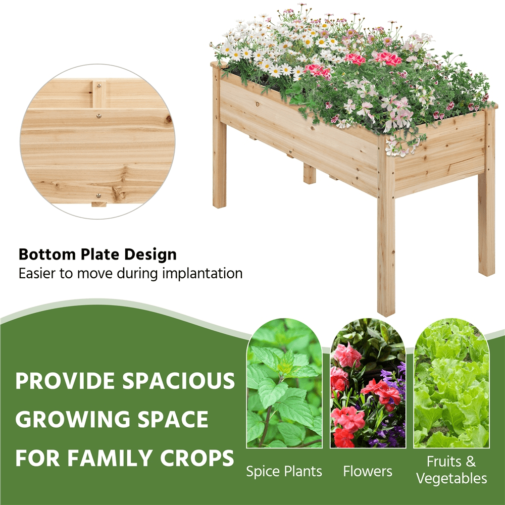 Alden Design Wooden Outdoor Rectangular Raised Bed Planter Box, 47.51″ L × 23.51″ W × 30.05″ H