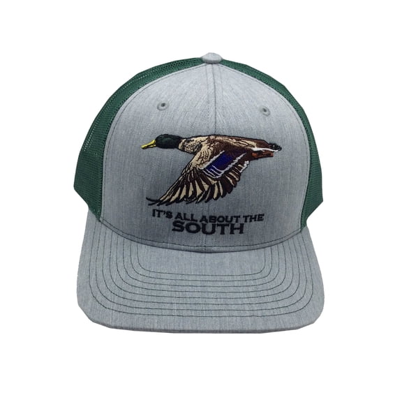 It's All About The South Mallard Trucker Mesh Snapback Hat- Heather Gray/Green