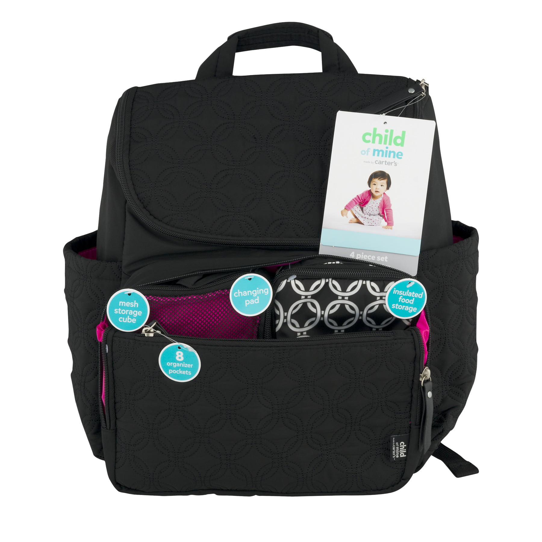 Child of Mine by Carter&#39;s Quilted Backpack Diaper Bag, Black - 0