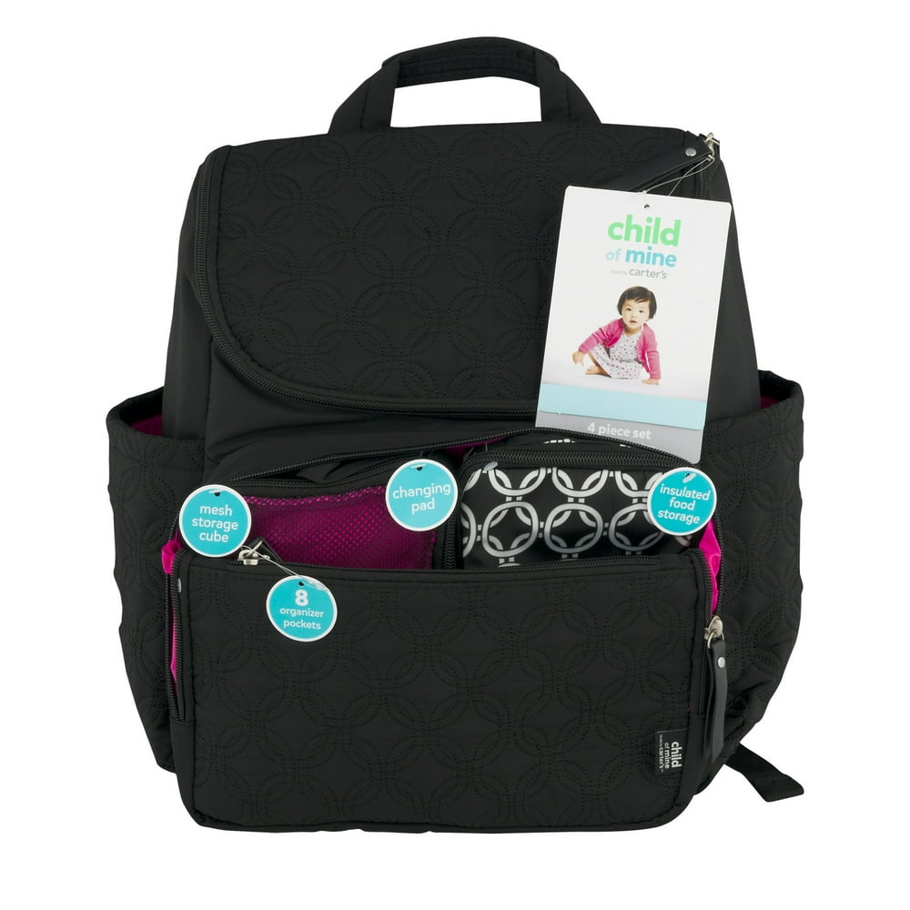 Child of Mine by Carter's Quilted Backpack Diaper Bag, Black Walmart