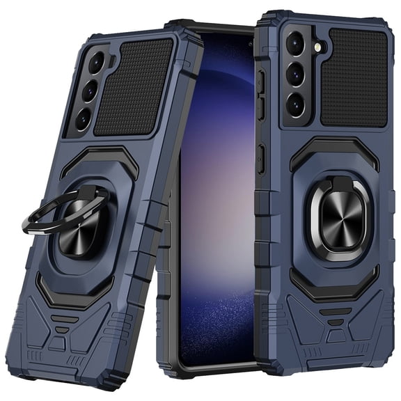 For Samsung S23 FE 5G Case Dual Layer Magnetic RingStand   Tempered Glass