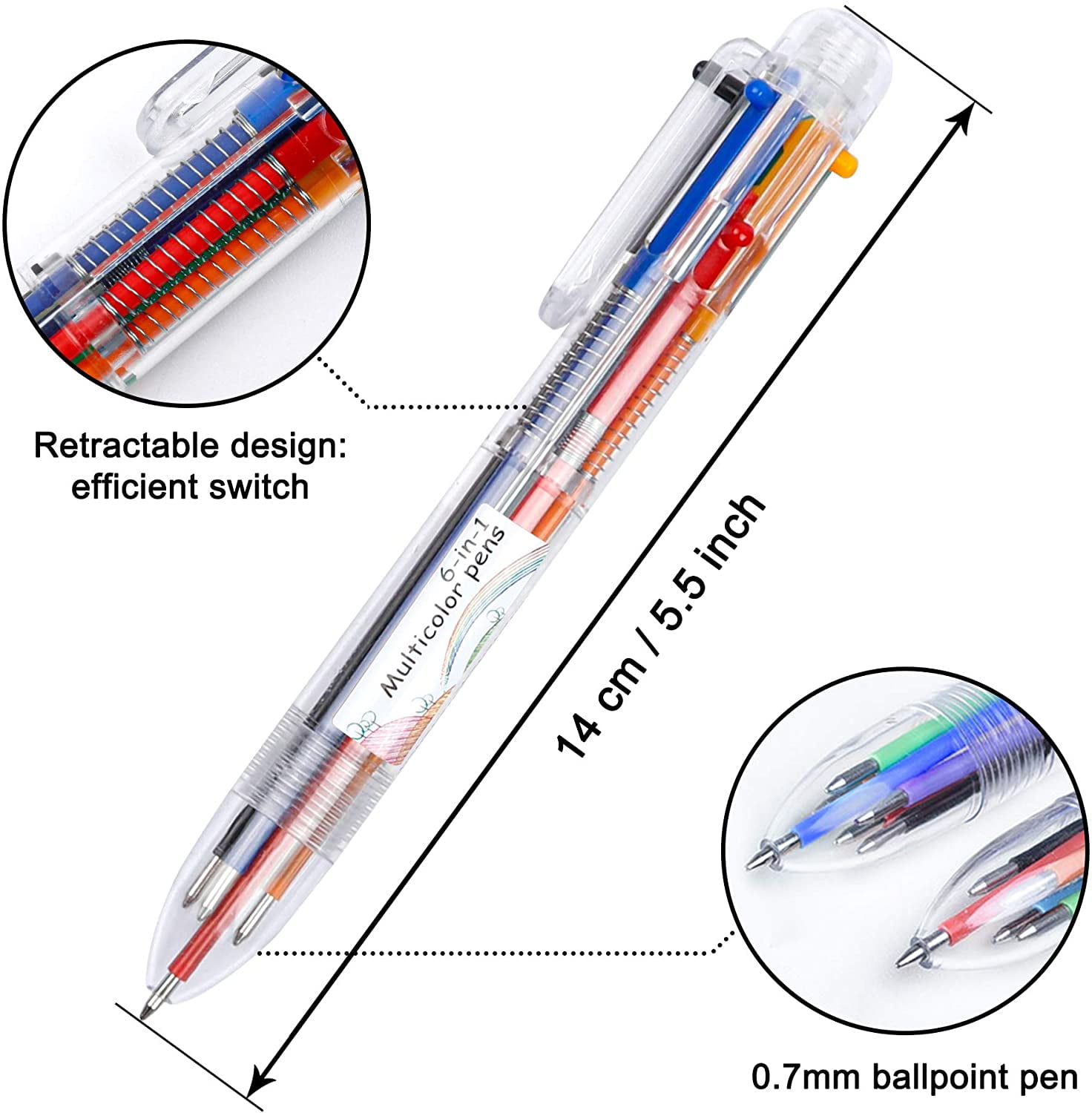 Multicolor Pens, Shuttle Art 23 Pack 6-in-1 0.7mm Retractable Ballpoint  Pens for Office School Supplies Students Children Gift 