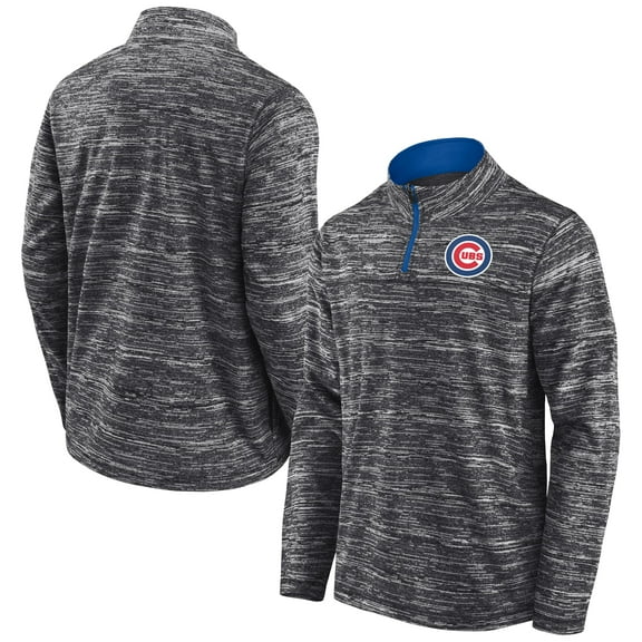 Men's Fanatics Charcoal Chicago Cubs Getting Faster Space-Dye Quarter-Zip Top