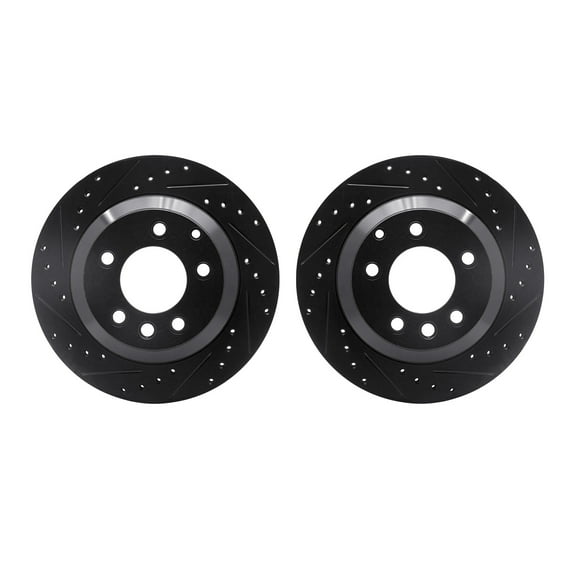 Dynamic Friction Company Rear Brake Rotors-Drilled and Slotted-Black 8002-74046