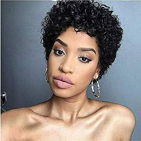 Hotkis 100 Human Hair Short Curly Wigs Human Hair Curly Short