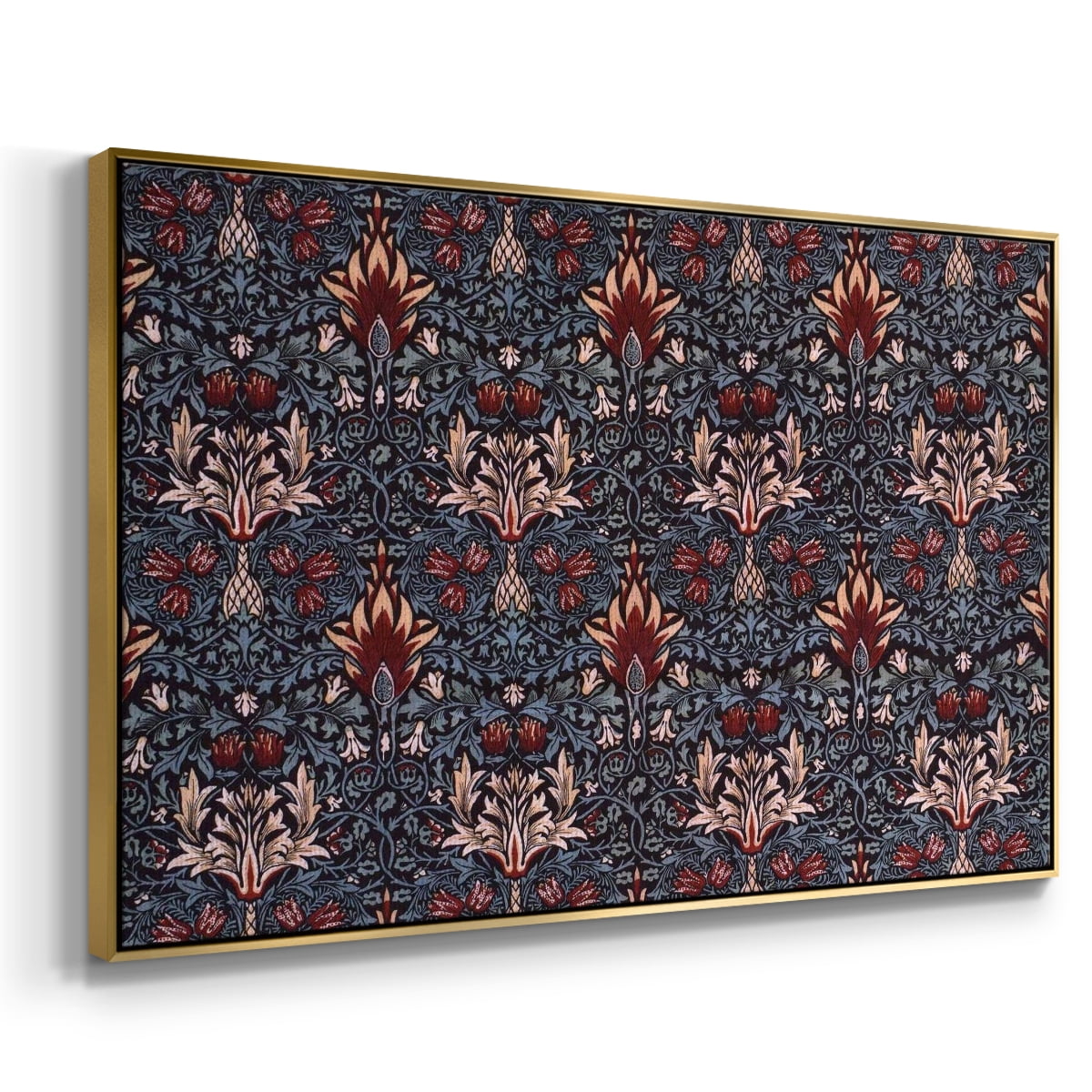 Vintage Abstract Print-LVII Framed in Gold Wood Gallery Wrapped Canvas 27 in. x 41 in.