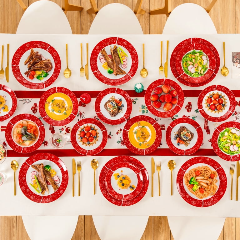 VEWEET, 36 Piece Dinnerware Set, Porcelain Dish Plate Set, for 12 Person Dinner Set, Series CHRISTMASTREE