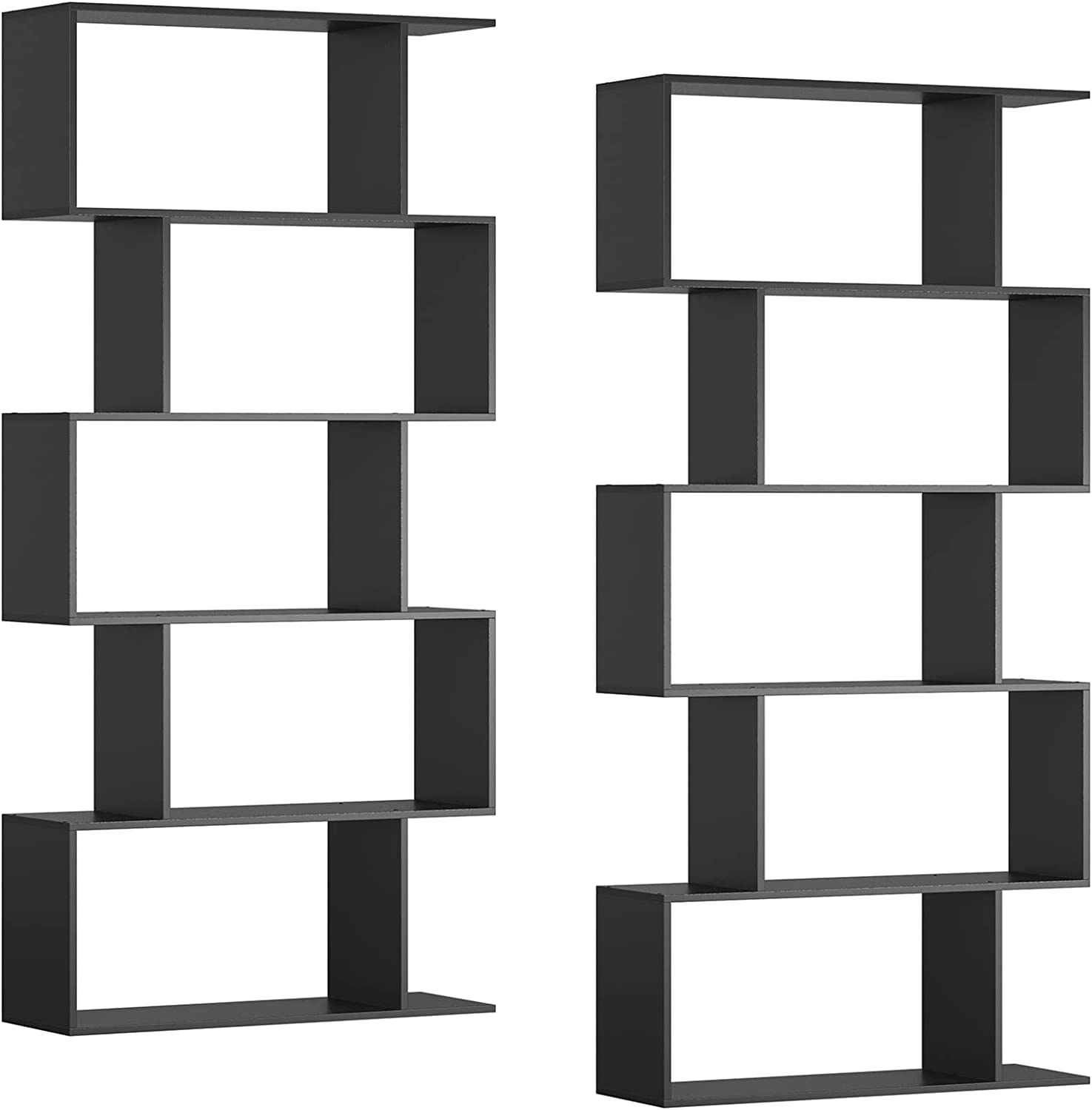 FOETSRGOPB Wood Geometric Bookshelf, 5Shelf Room Divider Bookcase, S