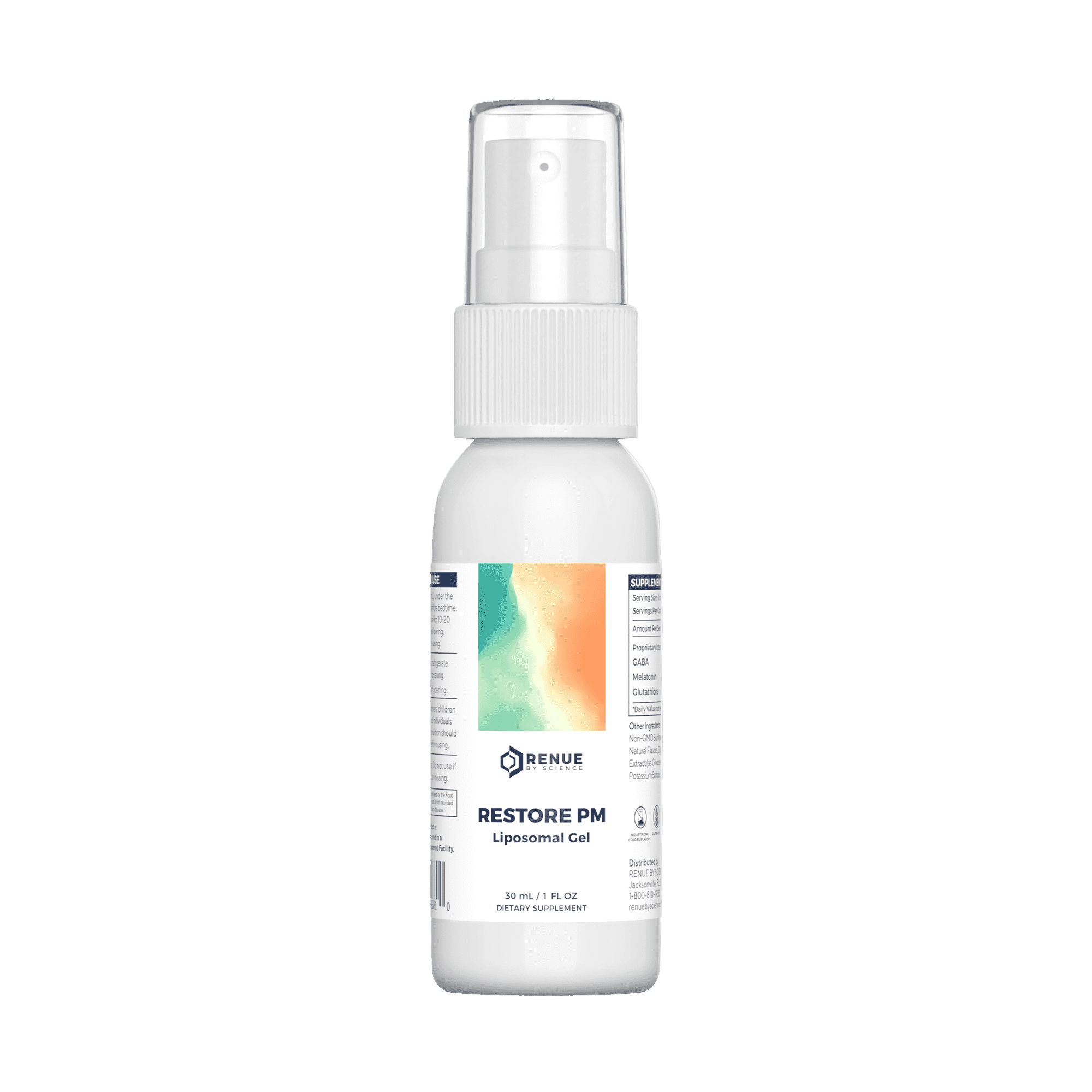 RENUE by SCIENCE Restore PM | Liposomal Melatonin GABA Supplement Spray | 30ml with Glutathione & GABA 10mg - Natural Sleep Aid | Non-GMO | Made in the USA & Third Party Tested