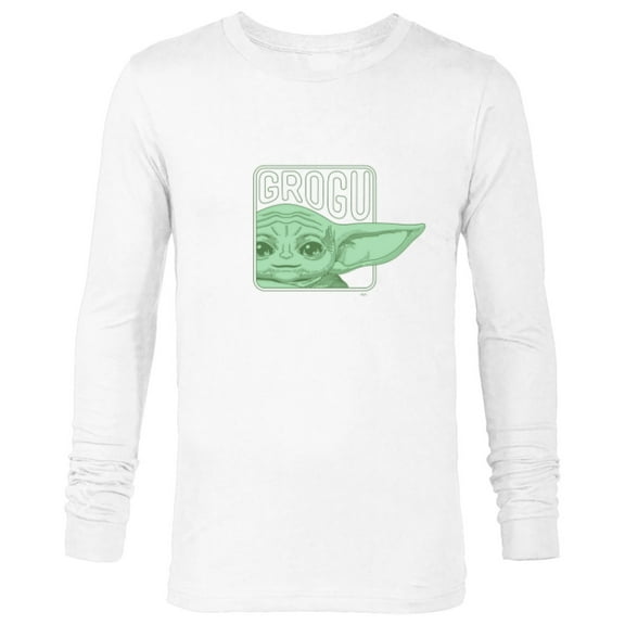 Star Wars The Mandalorian Season 3 Grogu Face with Name - Long Sleeve T-Shirt for Men - Customized-White