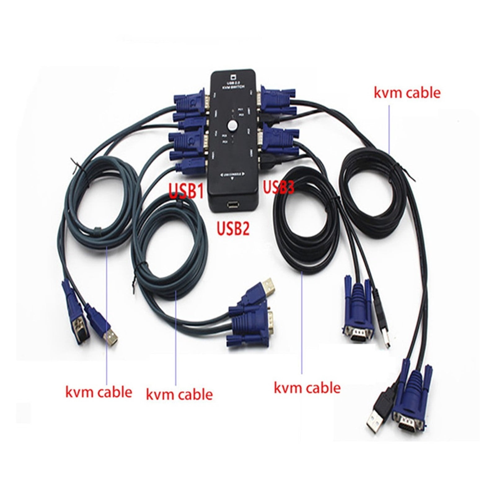 4 Port Kvm Switch USB 2.0 VGA Splitter Printer Mouse Keyboard Pendrive Share Switcher 1920*1440 VGA Switch Box Adapter