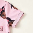 thumbnail image 6 of Bobifish Toddler Girls Outfit Sets Summer Cartoon Girl Face Print Crew Neck Short Sleeve Top Elastic Waist Shorts 2 Piece Sets, 6 of 6