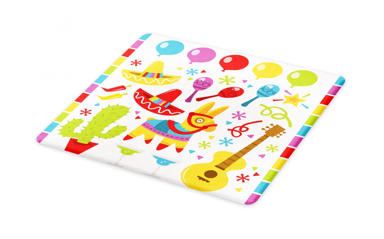 Fiesta Cutting Board, Mexican Party Pattern Cactus Sombrero Musical
