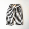 thumbnail image 2 of Xyant Toddler Girl Boy Cotton Linen Pants Striped Wide Leg Casual Pant Elastic Waist Summer Fall Trousers Kids Loose Long Pants (Black,3-4 Years), 2 of 7