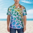 thumbnail image 4 of Daiia Rainbow Glitter Hawaiian Shirt for Men Gentle Cotton Regular Short Sleeve Casual-XX-Large, 4 of 9