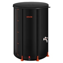 VEVOR Collapsible Rain Barrel, 100 Gallon Portable Rain Water Collection Barrel, 1000D PVC Rainwater Collection System, Garden Water Catcher Tank Storage Container with Spigot & Overflow Kit, Black