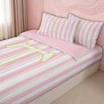 thumbnail image 3 of meiyoeat Pink Stripe Gold Letter T Zipper Comforter Set with Fitted Sheet and 2 Pillowcases for Boys Girls, Cute Monogram Zipper Bedding Set, Pink Reversible, 3-Piece, 3 of 6