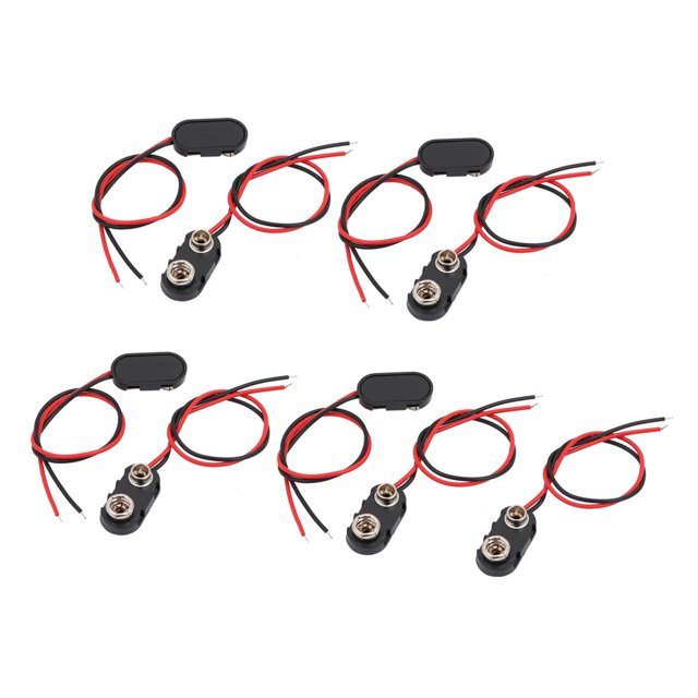 Unique Bargains 9 Pcs DC9V Battery Clip Faux Leather Shell Buckle Connector Lead Wire
