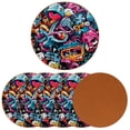 thumbnail image 2 of Graffiti 6PCS Round Coasters Set, Microfiber Leather Drink Coasters with Holder, 11x11 cm/4.3x4.3 in, 2 of 6