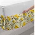 thumbnail image 2 of Vintage Bed Skirt, Narcissus Blossoms Little Wildflowers Green Leaves Classical, Elastic Bedskirt Dust Ruffle Wrap Around for Bedding Decor, 4 Sizes, Yellow Cream Pale Green, by Ambesonne, 2 of 2