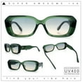 thumbnail image 2 of Womens Beveled Thick Plastic Narrow Rectangle Mod Fashion Sunglasses Green - Grey Beige, 2 of 8